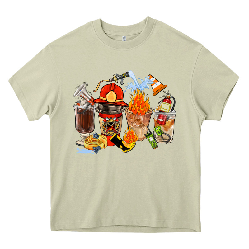Firefighter Coffee Cups Heavy Core Tee by FaDigitalArtStudio | Teevron