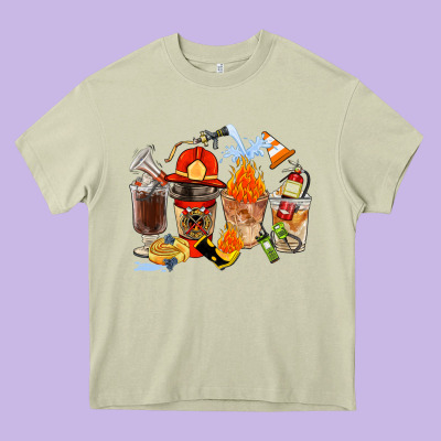 Firefighter Coffee Cups Heavy Core Tee Designed By Fadigitalartstudio