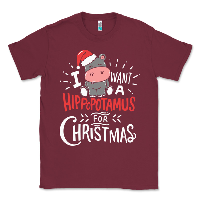 I Want Hippopotamus For Christmas Hippo Xmas Gift Classic Tee by linhVisuals | Teevron