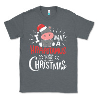 Charcoal Heather i want hippopotamus for christmas hippo xmas gift Classic Tee - linhVisuals