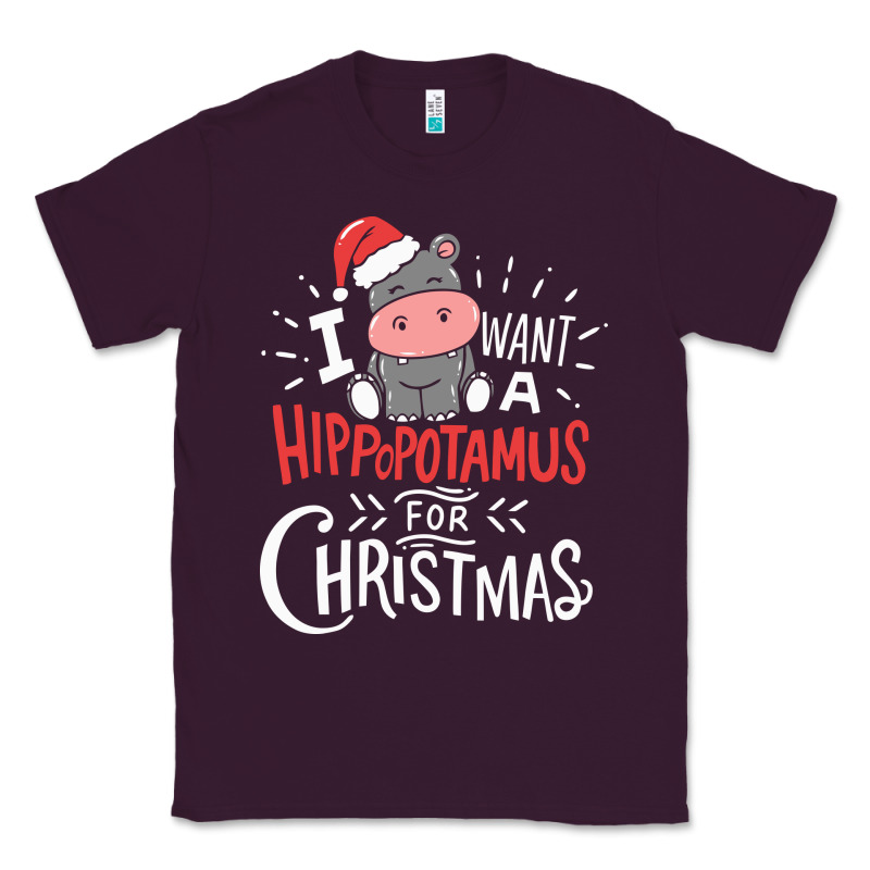 I Want Hippopotamus For Christmas Hippo Xmas Gift Classic Tee by linhVisuals | Teevron