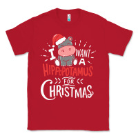 Red i want hippopotamus for christmas hippo xmas gift Classic Tee - linhVisuals