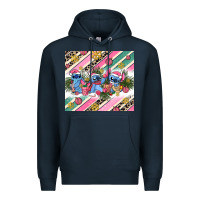 Navy pink stitch  christmas Premium Hoodie - AdoDesignShop