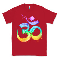 Red womens om symbol   psy trance goa yoga meditation buddhism buddhist v Classic Tee - linhVisuals