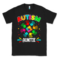 Black autistic auntie puzzle support family autism awareness sweatshirt Classic Tee - linhVisuals