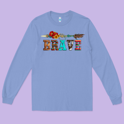 Brave And Aztec Wood Sunflower With Arrow Long Sleeve Tee Designed By Artiststas