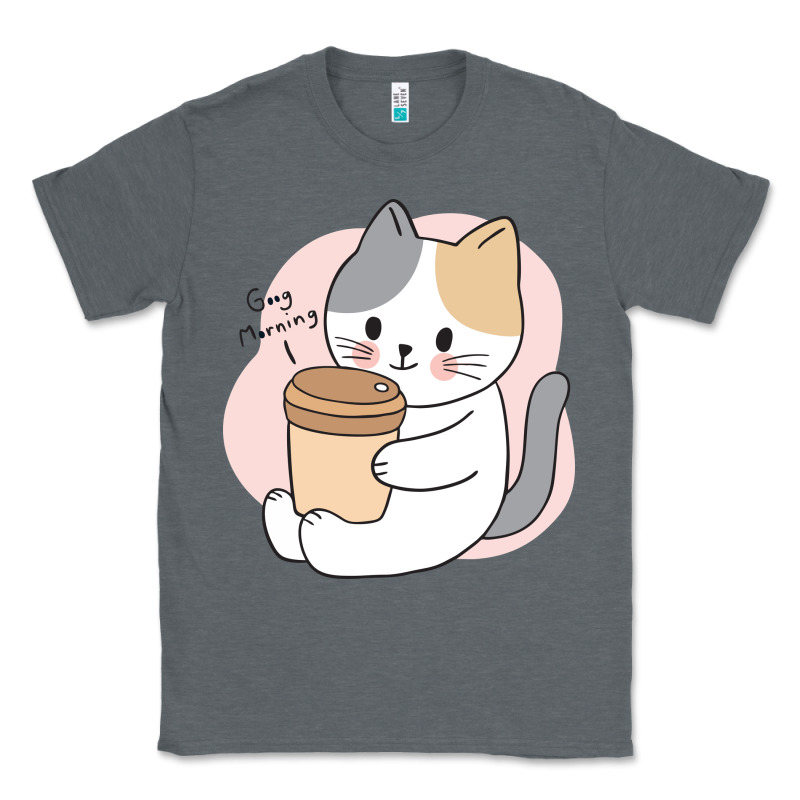 Cat Drinking Coffee Kitten Kawaii Japanese Kitty Classic Tee by linhVisuals | Teevron