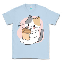 Dusty Blue Cat Drinking Coffee Kitten Kawaii Japanese Kitty Classic Tee - linhVisuals