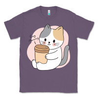 Lavender Cat Drinking Coffee Kitten Kawaii Japanese Kitty Classic Tee - linhVisuals