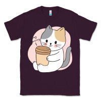 Plum Cat Drinking Coffee Kitten Kawaii Japanese Kitty Classic Tee - linhVisuals