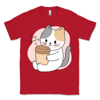 Red Cat Drinking Coffee Kitten Kawaii Japanese Kitty Classic Tee - linhVisuals