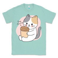 Seafoam Cat Drinking Coffee Kitten Kawaii Japanese Kitty Classic Tee - linhVisuals