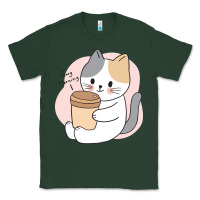 Sports Green Cat Drinking Coffee Kitten Kawaii Japanese Kitty Classic Tee - linhVisuals