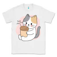 White Cat Drinking Coffee Kitten Kawaii Japanese Kitty Classic Tee - linhVisuals