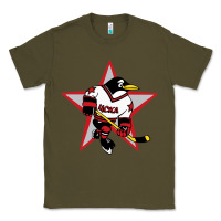 Army Green Red Penguin 1990's Russian Classic Tee - linhVisuals