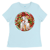 Baby Blue christmas goat family ornament Ladies Tee - Artiststas
