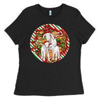 Christmas Goat Family Ornament Ladies Tee | Teevron