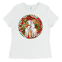 White christmas goat family ornament Ladies Tee - Artiststas