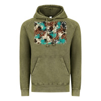 Vintage Olive turquoise glitter cowhide background Vintage Hoodie - BarkalooDesign