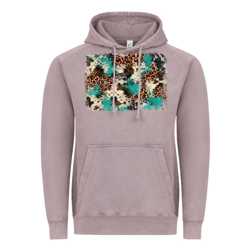 Turquoise Glitter Cowhide Background Vintage Hoodie by BarkalooDesign | Teevron