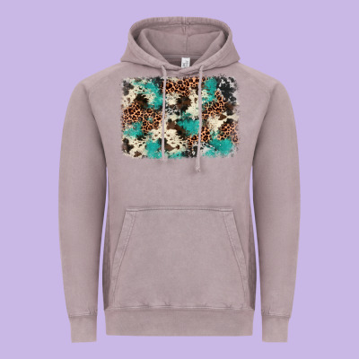 Turquoise Glitter Cowhide Background Vintage Hoodie Designed By Barkaloodesign