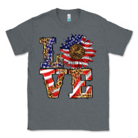 Charcoal Heather patriotic sunflower love Classic Tee - BarkalooDesign
