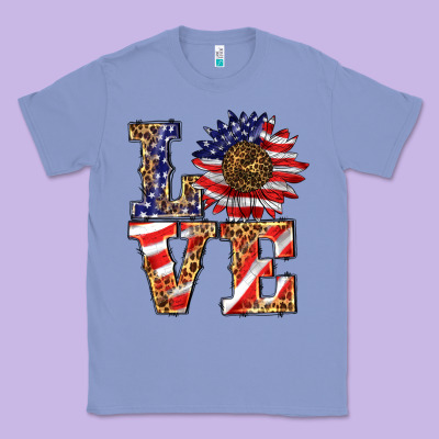Patriotic Sunflower Love Classic Tee Designed By Barkaloodesign