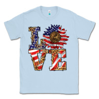 Dusty Blue patriotic sunflower love Classic Tee - BarkalooDesign