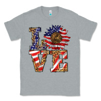 Heather Grey patriotic sunflower love Classic Tee - BarkalooDesign
