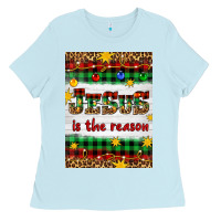 Baby Blue Christmas Jesus Is The Reason Ladies Tee - Artiststas