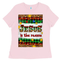 Bubblegum Pink Christmas Jesus Is The Reason Ladies Tee - Artiststas