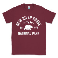 Burgundy womens new river gorge national park bear west virginia nature v neck Classic Tee - linhVisuals