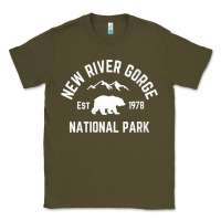 Army Green womens new river gorge national park bear west virginia nature v neck Classic Tee - linhVisuals