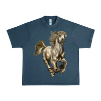 Midnight Navy percheron horse Urban Heavy Tee - LillyAllenDesigns