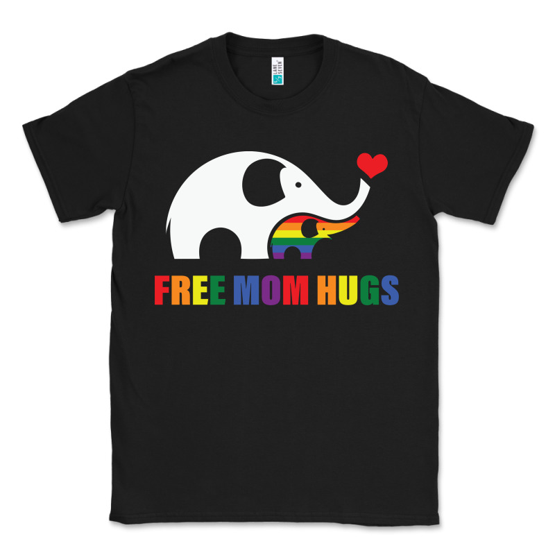 Free Mom Hugs Pride Elephant Rainbow Classic Tee by linhVisuals | Teevron