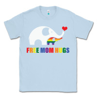 Dusty Blue free mom hugs pride elephant rainbow Classic Tee - linhVisuals