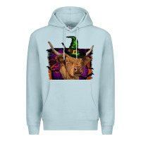Blue Mist highland cow halloween Premium Hoodie - RanaPortraitStore