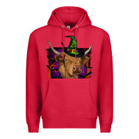 Cardinal highland cow halloween Premium Hoodie - RanaPortraitStore