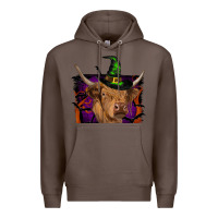Coffee highland cow halloween Premium Hoodie - RanaPortraitStore