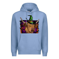 Colony Blue highland cow halloween Premium Hoodie - RanaPortraitStore