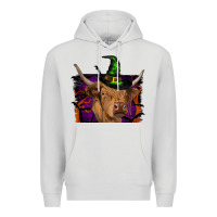 Dove Grey highland cow halloween Premium Hoodie - RanaPortraitStore