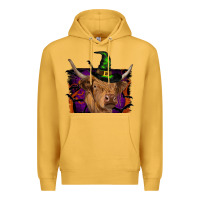 Mustard highland cow halloween Premium Hoodie - RanaPortraitStore