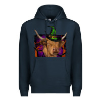 Navy highland cow halloween Premium Hoodie - RanaPortraitStore