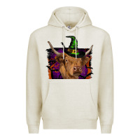 Oatmeal Heather highland cow halloween Premium Hoodie - RanaPortraitStore