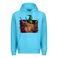 Ocean Blue highland cow halloween Premium Hoodie - RanaPortraitStore