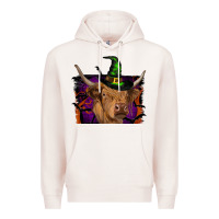 Pale Pink highland cow halloween Premium Hoodie - RanaPortraitStore