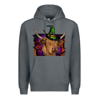 Rock highland cow halloween Premium Hoodie - RanaPortraitStore