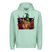Seafoam highland cow halloween Premium Hoodie - RanaPortraitStore