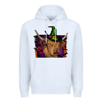 White highland cow halloween Premium Hoodie - RanaPortraitStore