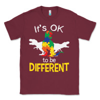 Burgundy it’s ok to be different autism dinosaur Classic Tee - linhVisuals